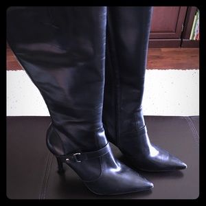 Ralph Lauren Black Leather Knee High Boot NEW